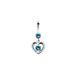 Fancy jeweled heart and centered stone dangling belly ring body Nexellus