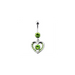 Fancy jeweled heart and centered stone dangling belly ring body Nexellus