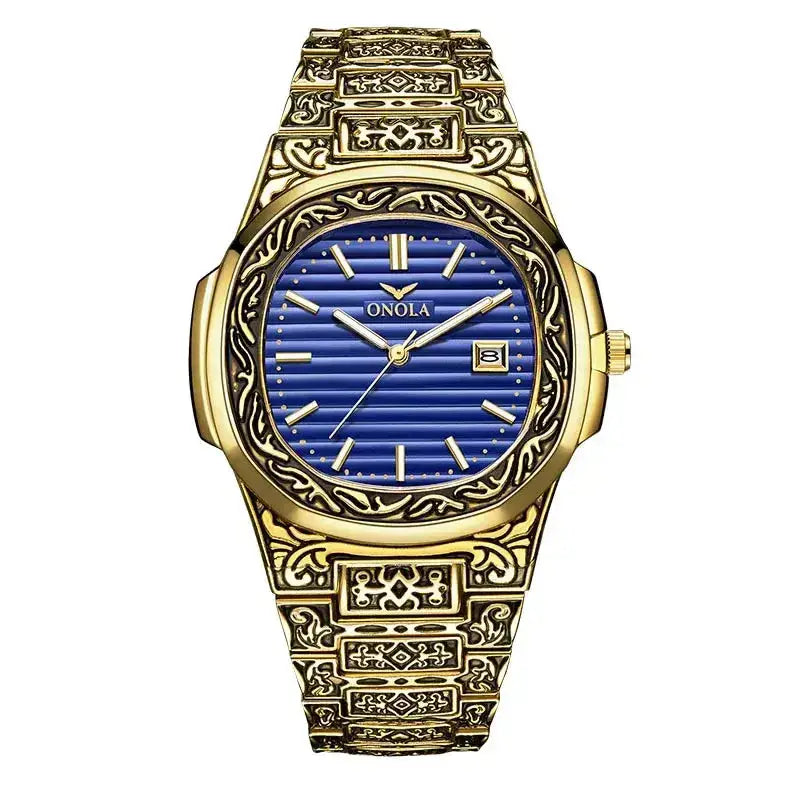 Fashion quartz watch men brand onola luxury retro golden stainless Nexellus