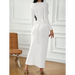 Fashion women's new sexy v-neck hip-hugging long-sleeved dress Nexellus