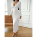 Fashion women's new sexy v-neck hip-hugging long-sleeved dress Nexellus