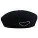 Fashion wool beret hat for women cute girl heart-shaped embroidery Nexellus