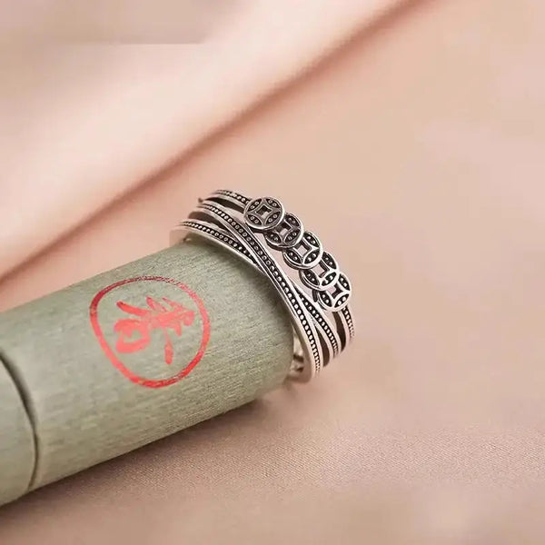 Five emperors money kingdom trendy niche design retro finger ring coin Nexellus