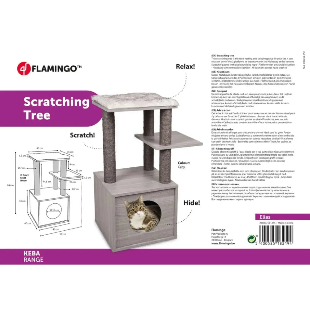 Flamingo cat scratching tree elias 57x40x84 cm grey - Grey