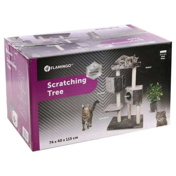 Flamingo cat scratching tree kresko 74x40x115 cm grey - Grey