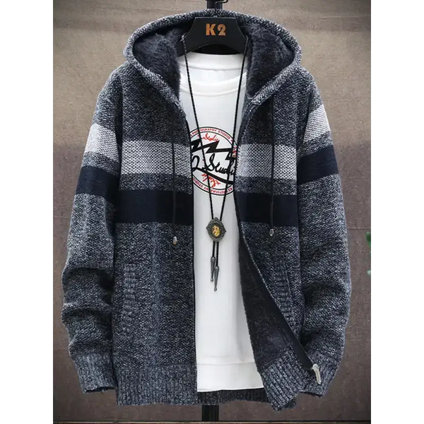 Fleece sweater cardigan contrast colour jacket youth slim fit trendy Nexellus