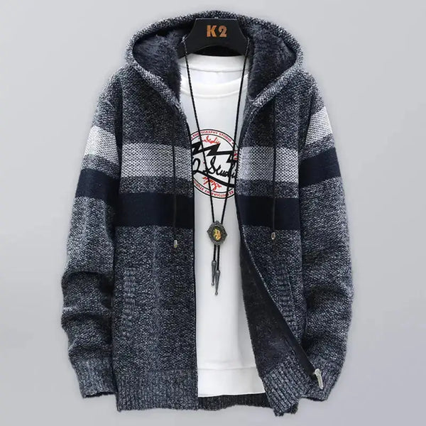 Fleece sweater cardigan contrast colour jacket youth slim fit trendy Nexellus