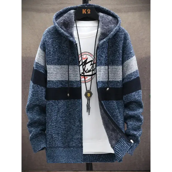 Fleece sweater cardigan contrast colour jacket youth slim fit trendy Nexellus