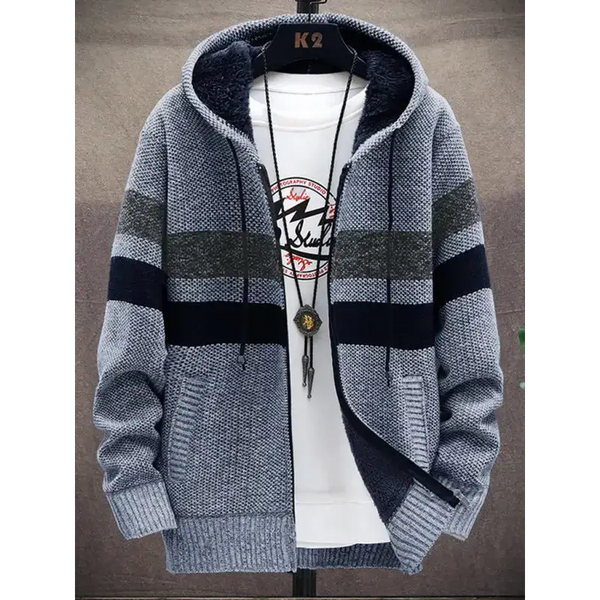 Fleece sweater cardigan contrast colour jacket youth slim fit trendy Nexellus