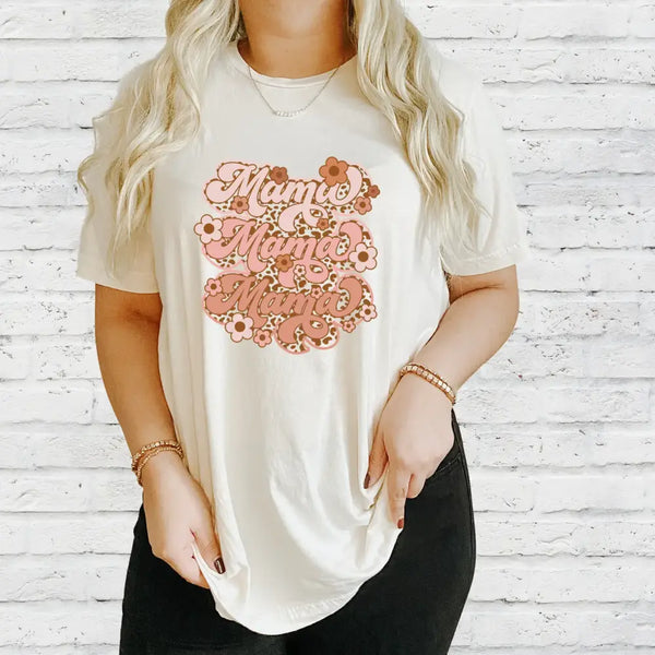 Floral retro mama stacked tee