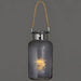 Frosted grey glass lantern with rope detail and led