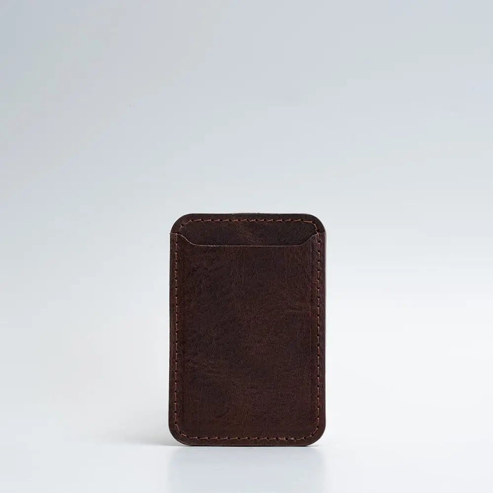 Full-grain leather magsafe wallet - classic - Mahogany