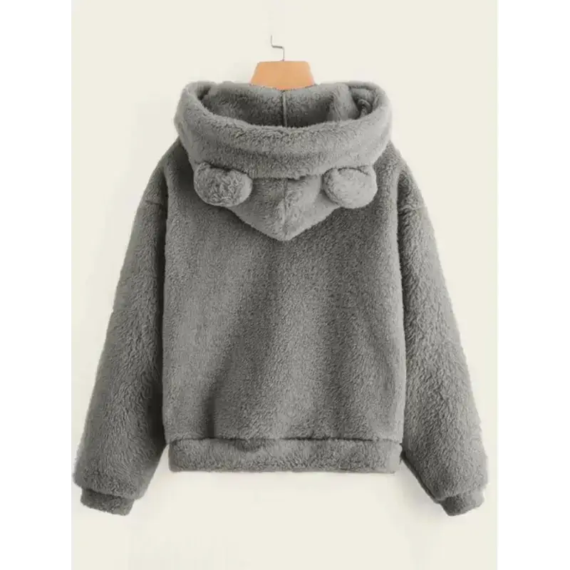 Fur bunny ear hooded warm sweatshirt Nexellus