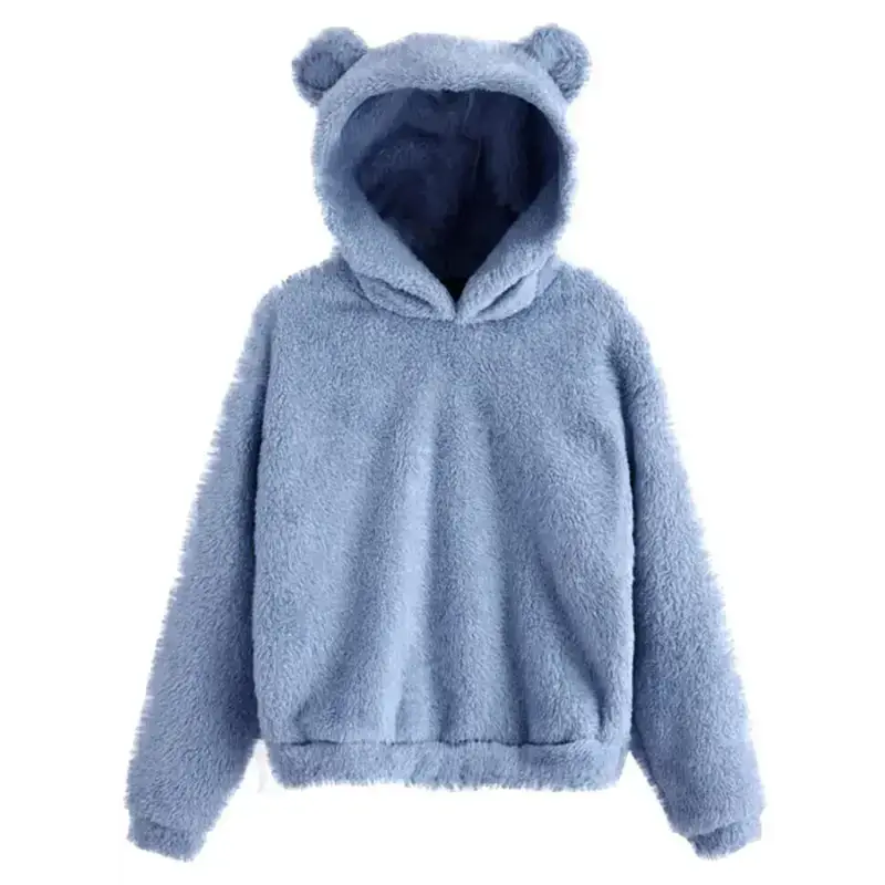 Fur bunny ear hooded warm sweatshirt Nexellus