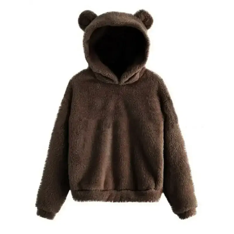 Fur bunny ear hooded warm sweatshirt Nexellus