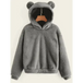 Fur bunny ear hooded warm sweatshirt Nexellus