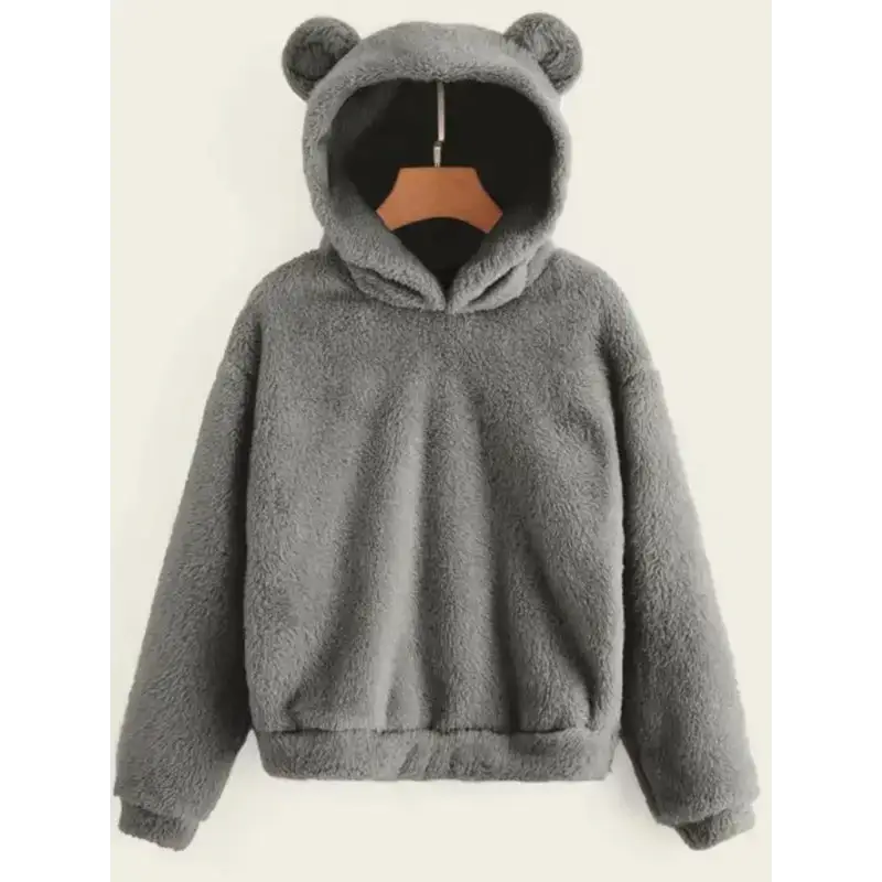 Fur bunny ear hooded warm sweatshirt Nexellus