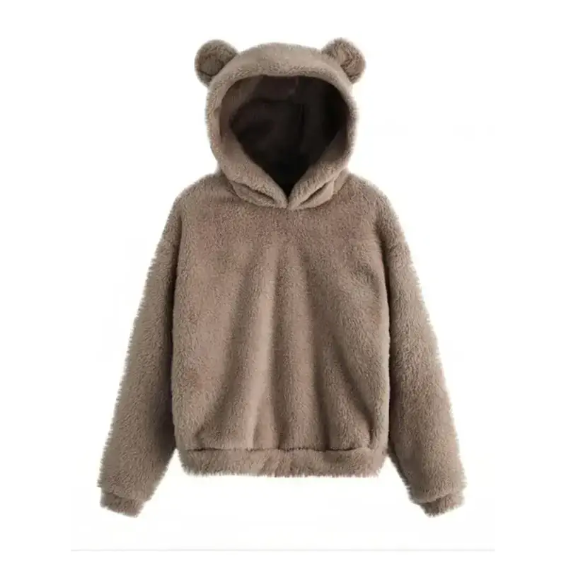 Fur bunny ear hooded warm sweatshirt Nexellus