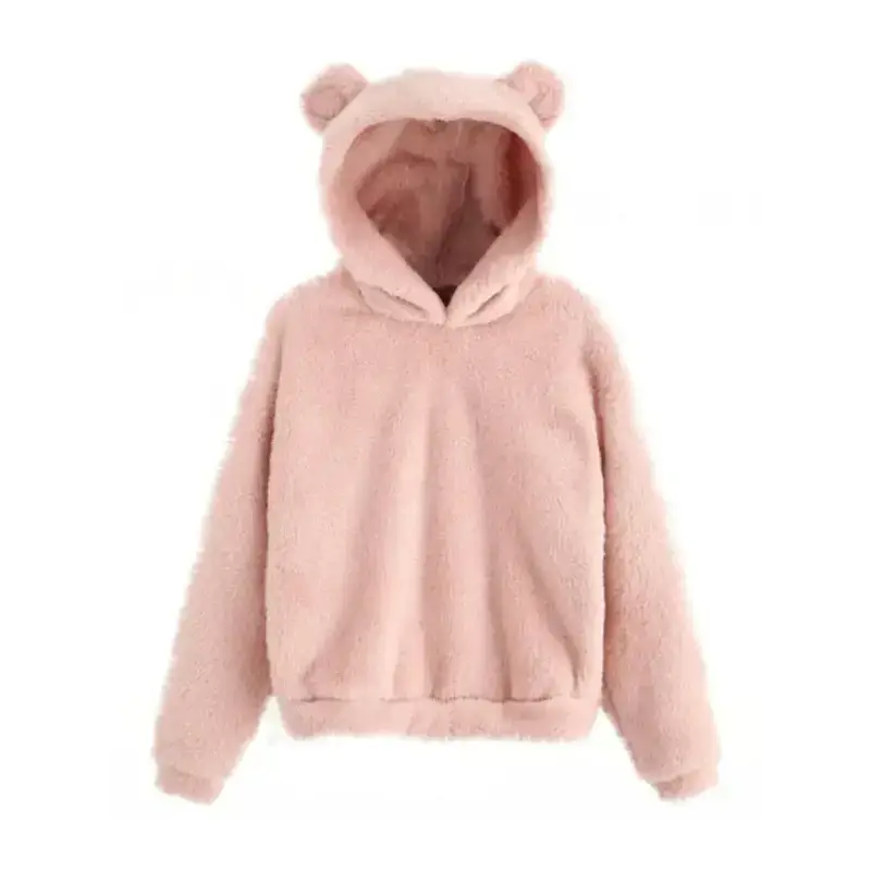 Fur bunny ear hooded warm sweatshirt Nexellus