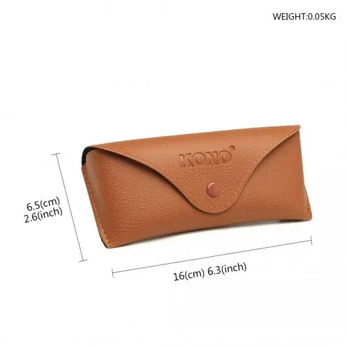 G4041 - Kono Leather Look Soft Sunglasses Case - Brown - Nexellus