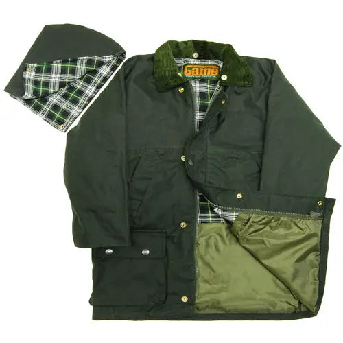 Game childrens quilted wax jacket - Olive / 9 to 10 Years