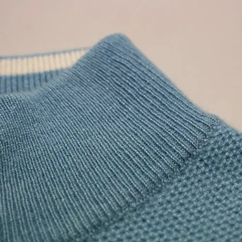 Glacier Blue Cashmere Zip Neck Sweater Verbier in pique stitch - Nexellus