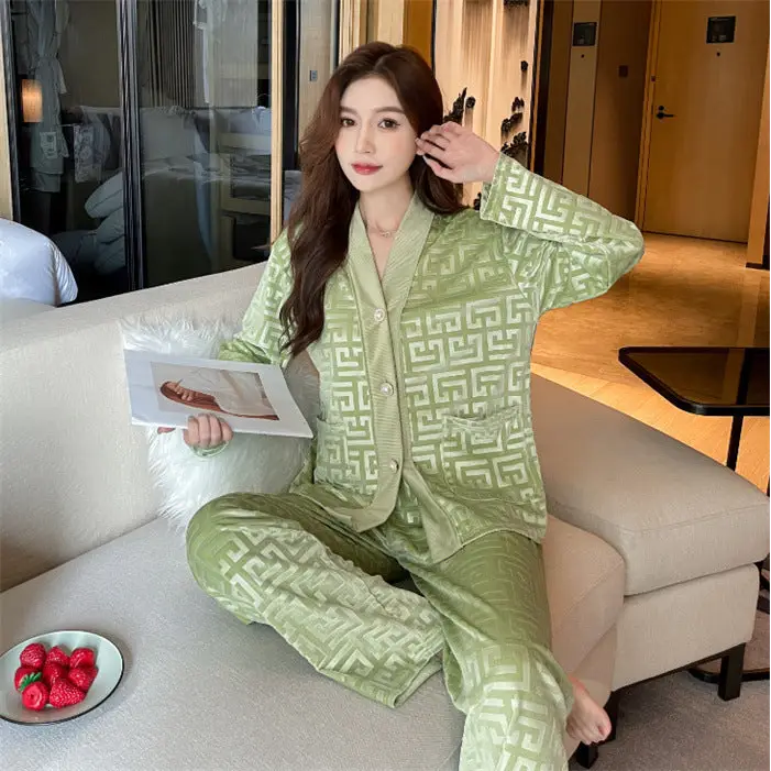 Gold Velvet Pajamas Women's Suit Nexellus