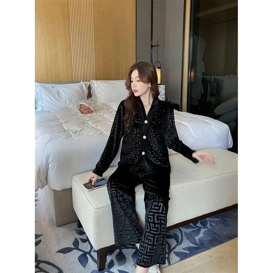 Gold Velvet Pajamas Women's Suit Nexellus