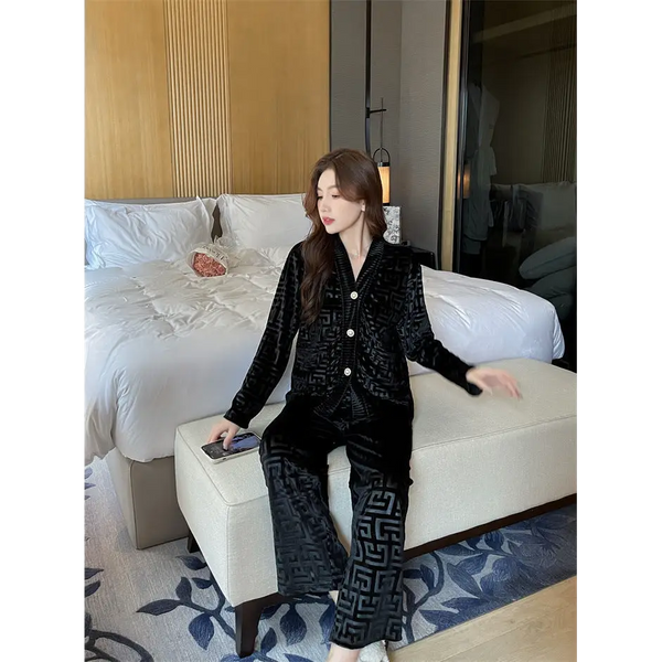 Gold Velvet Pajamas Women's Suit Nexellus