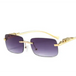 Golden rimless rectangle sunglasses women retro cheetah decoration Nexellus