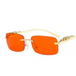 Golden rimless rectangle sunglasses women retro cheetah decoration Nexellus