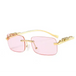 Golden rimless rectangle sunglasses women retro cheetah decoration Nexellus