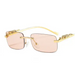 Golden rimless rectangle sunglasses women retro cheetah decoration Nexellus