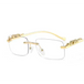 Golden rimless rectangle sunglasses women retro cheetah decoration Nexellus