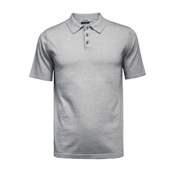 Grey Cotton Cashmere 3 Button Polo Shirt Oahu - Nexellus