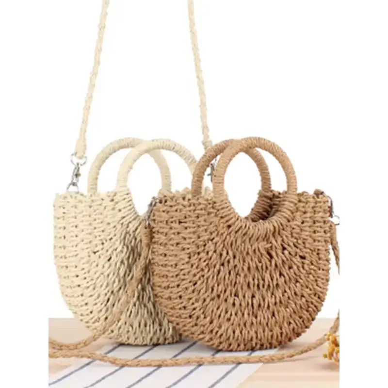 Half round straw woven bag beach hand woven bag holiday women's bag Nexellus