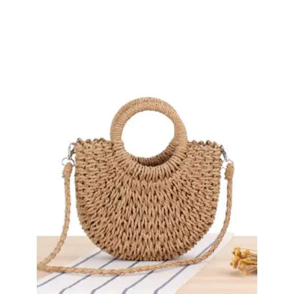 Half round straw woven bag beach hand woven bag holiday women's bag Nexellus