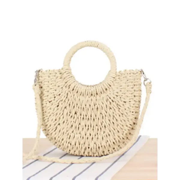 Half round straw woven bag beach hand woven bag holiday women's bag Nexellus