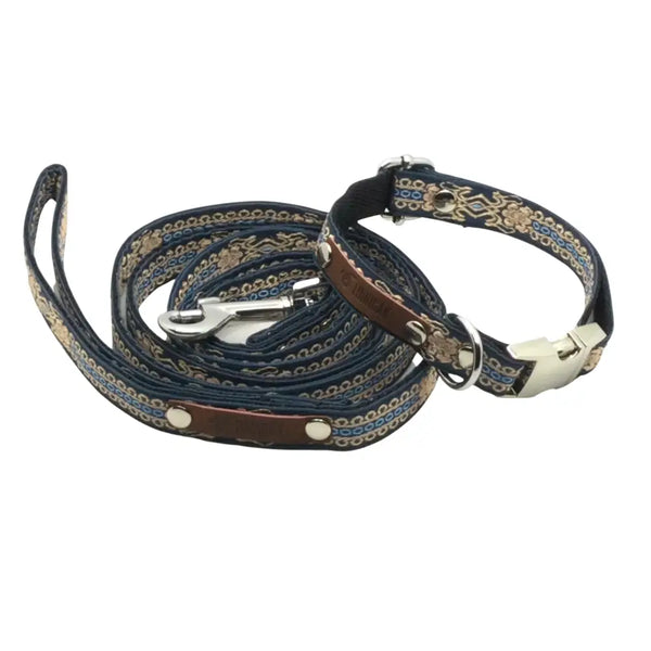 Handmade designer cotton dog collar for small breeds