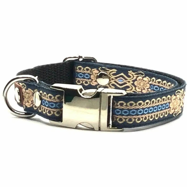 Handmade designer cotton dog collar for small breeds