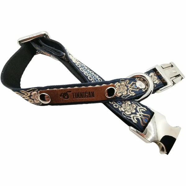 Handmade designer cotton dog collar for small breeds