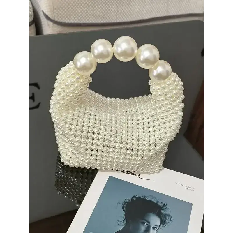 Handwoven dinner bag, beaded bag, large pearl bag, internet celebrity Nexellus