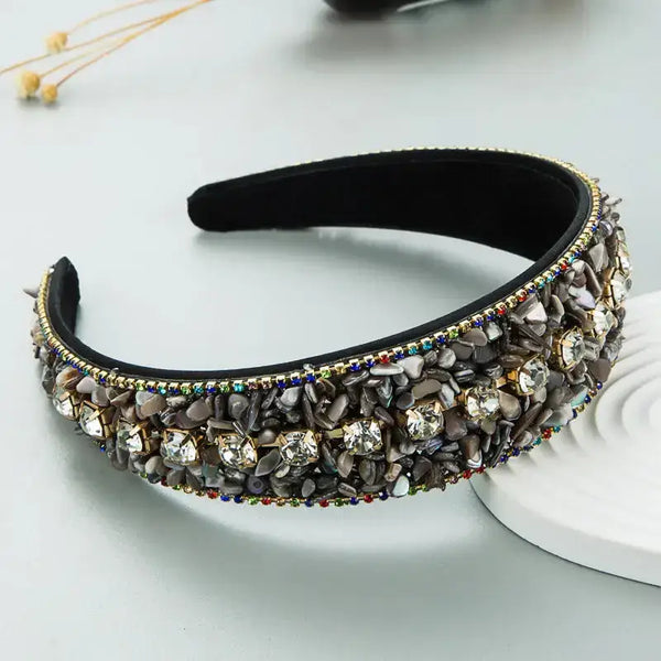 Headband trend design colorful crushed turquoise diamond wide-brimmed Nexellus