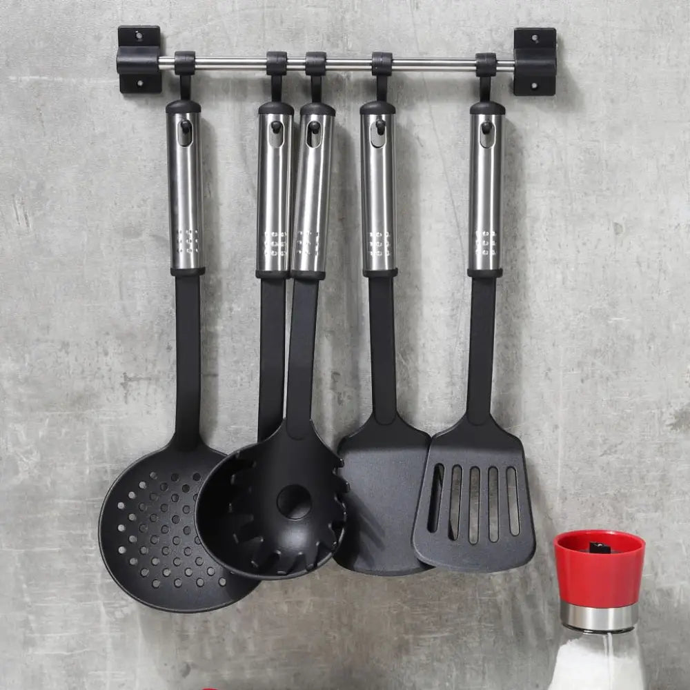 Hi 6 piece kitchen tool set black and silver - Multicolour