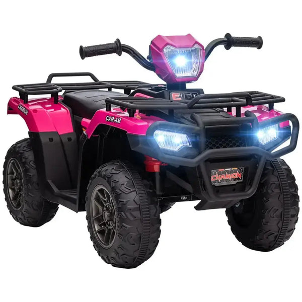 Homcom 12v electric quad bike for kids w/ led headlights, music - pink Nexellus