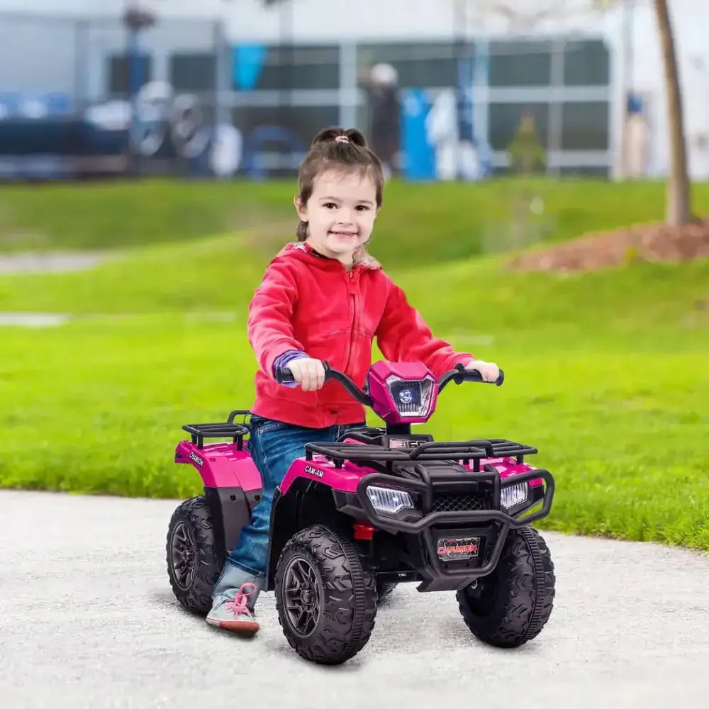 Homcom 12v electric quad bike for kids w/ led headlights, music - pink Nexellus