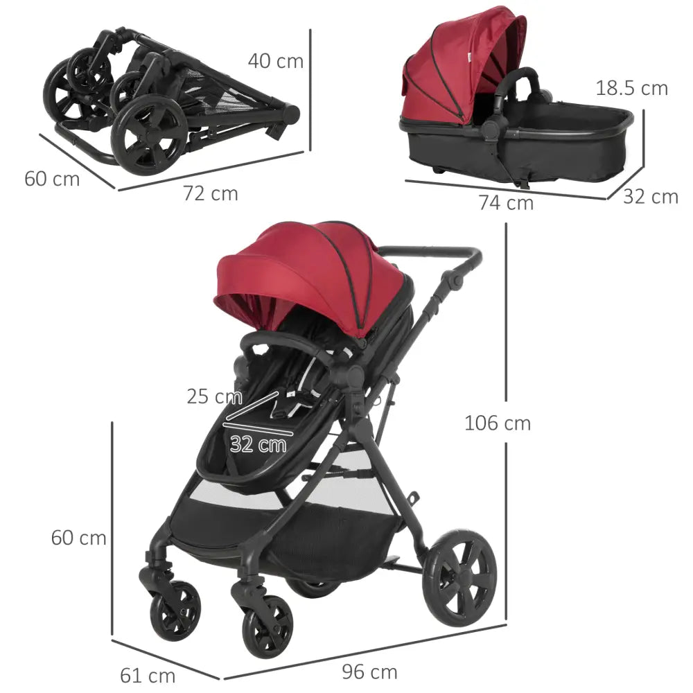 Homcom 2 in 1 pushchairs and strollers w/ reversible seat