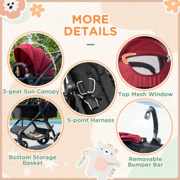 Homcom 2 in 1 pushchairs and strollers w/ reversible seat