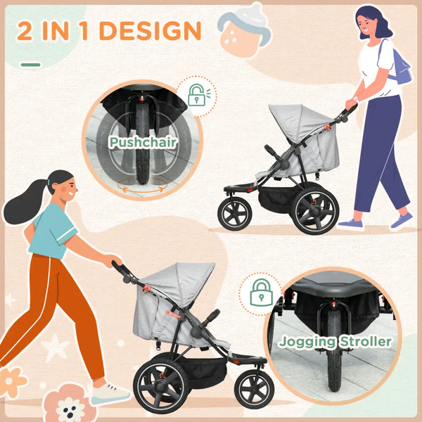 Homcom 3 wheeler pushchair lightweight foldable baby