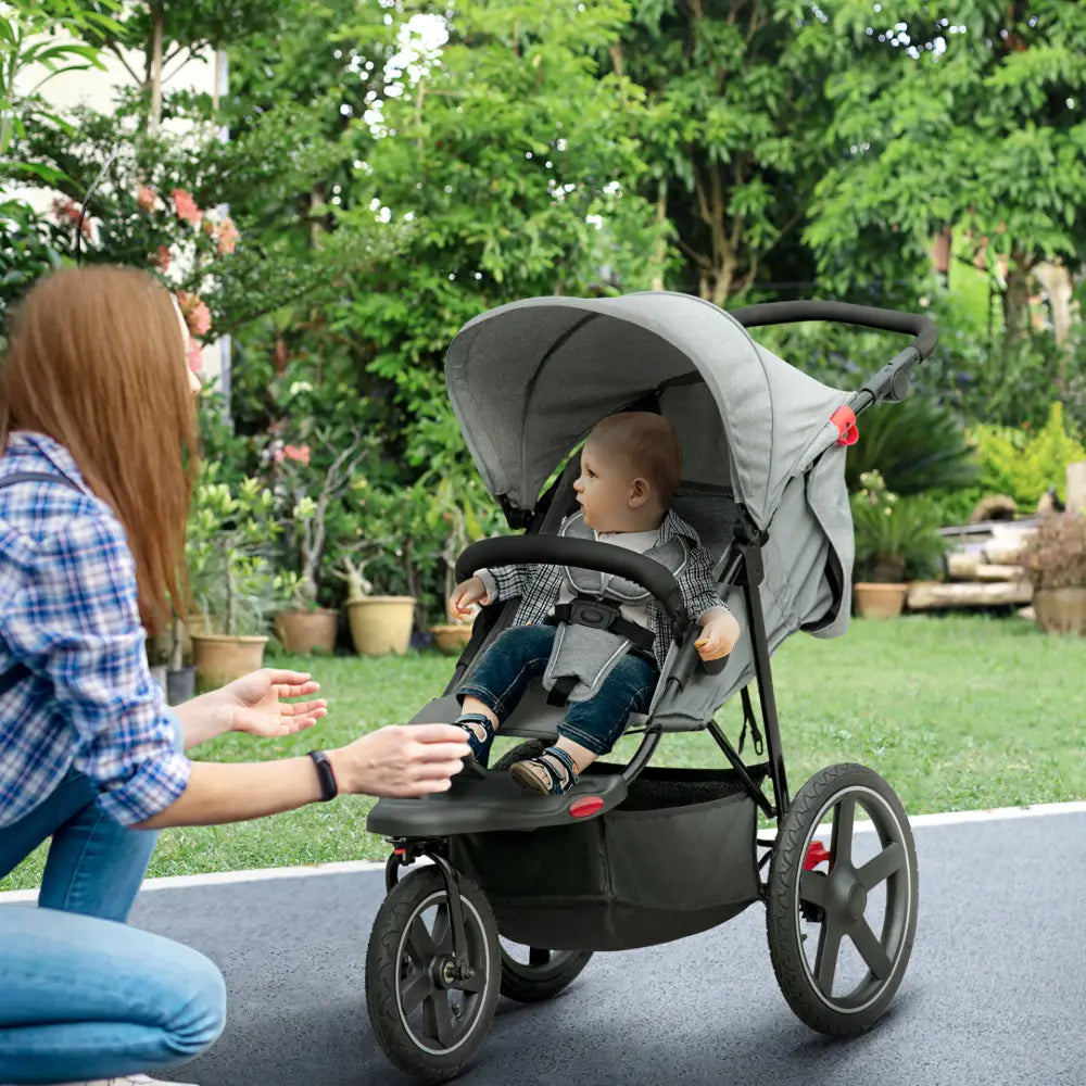 Homcom 3 wheeler pushchair lightweight foldable baby